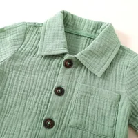 Tenue d'été décontractée en coton et lin pour bébés garçons, couleur unie, manches courtes, poche boutonnée, chemise à revers + Short, ensemble de vêtements 2 pièces 4