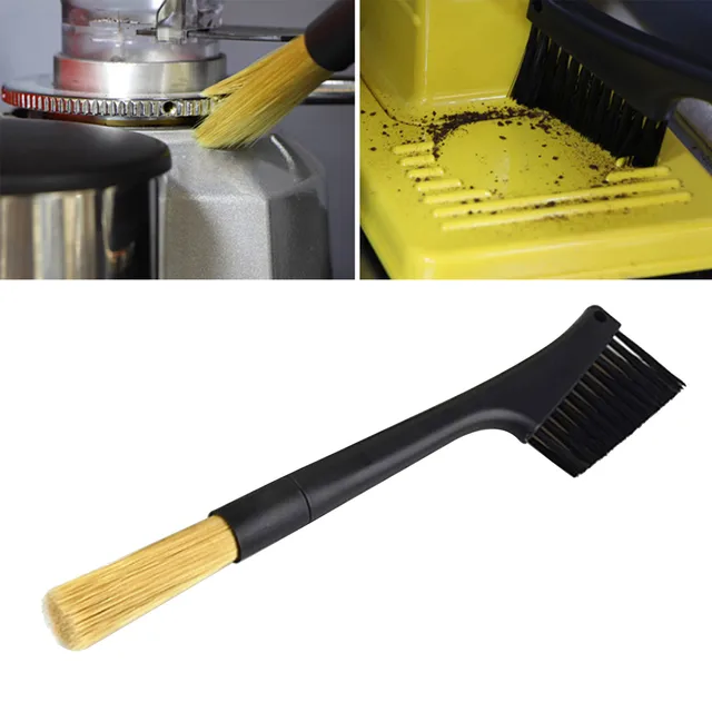 Dupla Fejű Kávécsepp Leszerelhető Kettős Célú Kávéfőző Daráló Szennyeződés Kefe Espresso Gyártó/Géptisztító Eszköz - Image 3