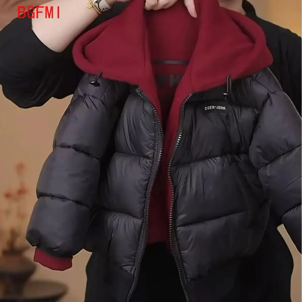 Girls Boys Reversible Cotton Padded Jacket Children's Winter Overalls Korean Thick Kids Outerwear Hooded Teenager Padding Coat