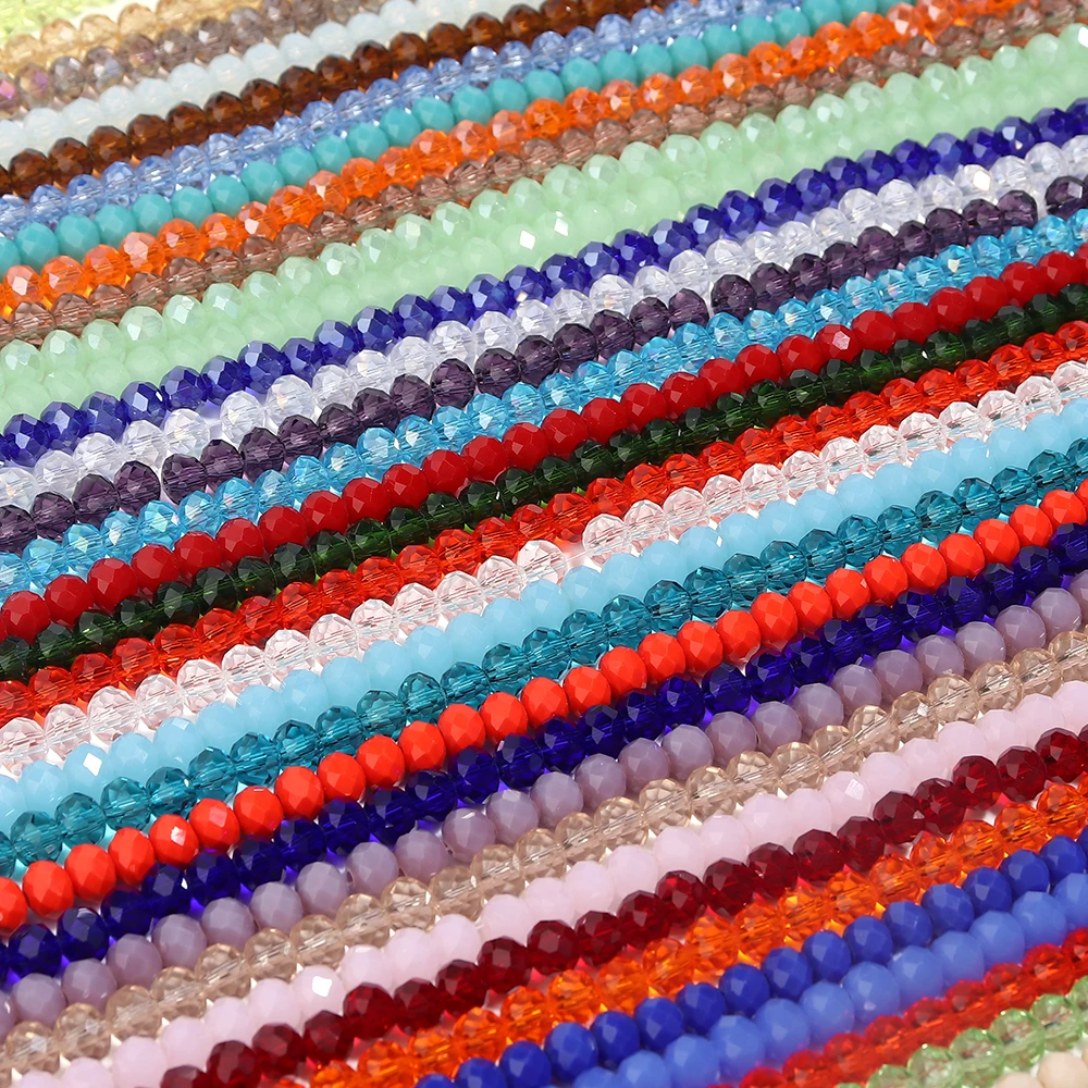 Round Faceted Colorful Glass Beads for Jewelry Making and DIY Projects