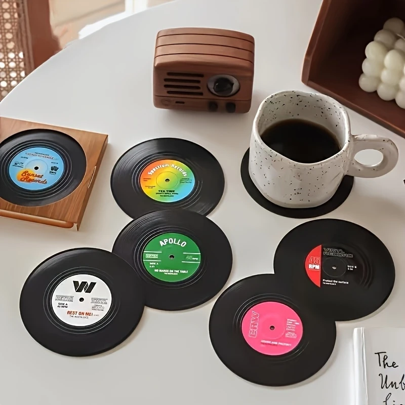 Music Vinyl Record Wood Ironing Non-slip Coaster
