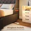 Twin Bed Frame with LED Lights and Charging Station, Upholstered Bed with Drawers, Wooden Slats, Noise Free, Easy Assembly 6
