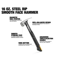 ToughBuilt TB-H1-1R-S16 TB-H1-1R-S18 16 OZ./18 OZ. Steel Rip Hammer - Smooth Face Hand Tools Accessories 2