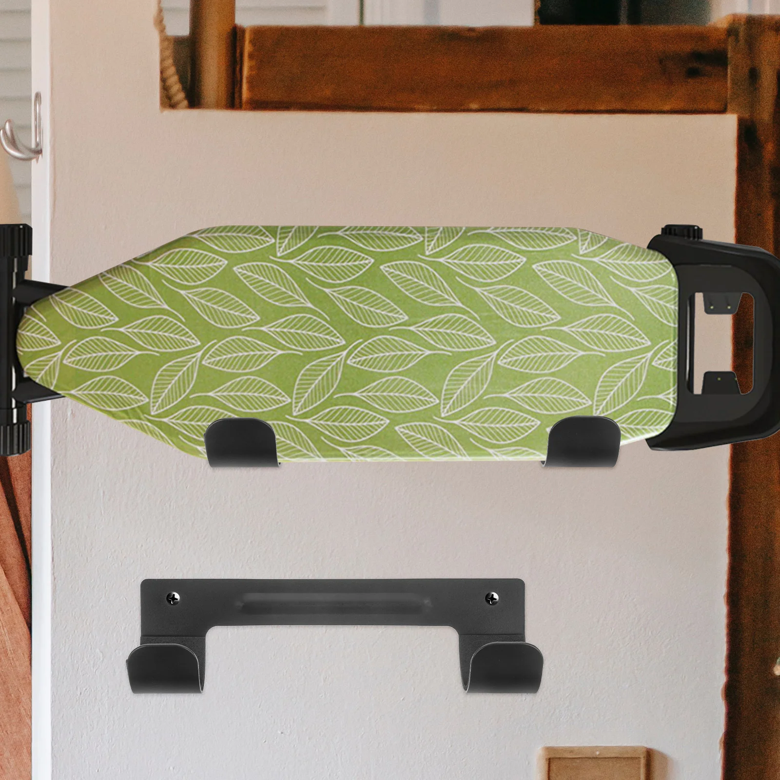 

Mini Folding Ironing Board Hook Metal Mounted Laundry Room Hook Racks Iron Mount Black Hangers Organizer Rack Stand Door