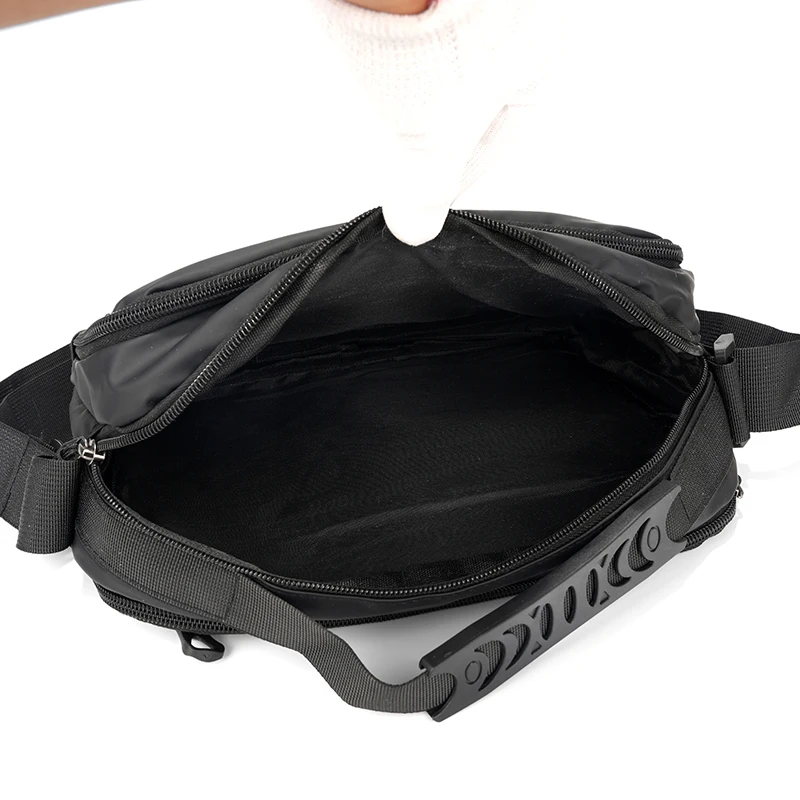 Men's Retro business adjustable shoulder bag - black, postman bag, zipper pocket, suitable for daily use