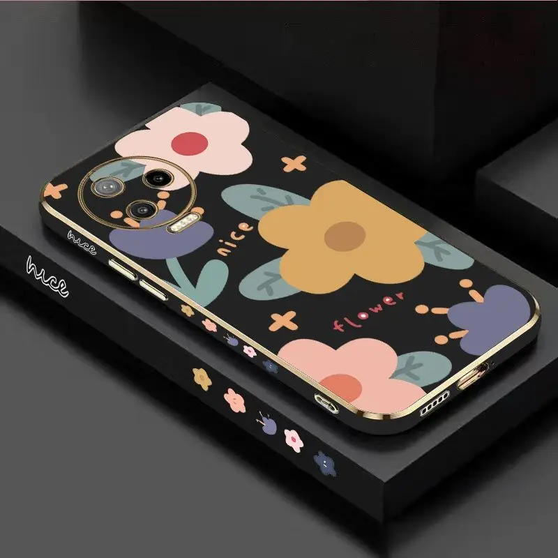 

Warm Flowers Luxury Plating Phone Case For Infinix Note 12pro 12 11Pro 11 10 Pro 10 Hot 11S 12 12 Play 10 Play 10S 10 Lite Cover