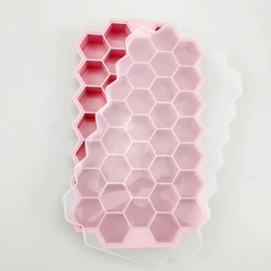 Silicone Large-Capacity Ice Cube Tray Set with Lids - BPA Free, Food-Grade, Reusable - 2PCS-74Cube (Pink)