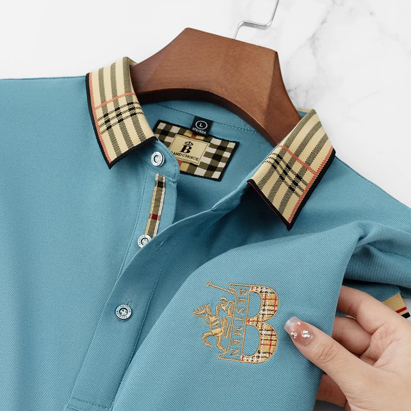 Modisches Luxusmarken-Poloshirt für Herren, kurzärmelig, luxuriös, neu, mit Reitmotiv bestickt, lässig, bequem, atmungsaktiv, Sommer-T-Shirt – Detail 7