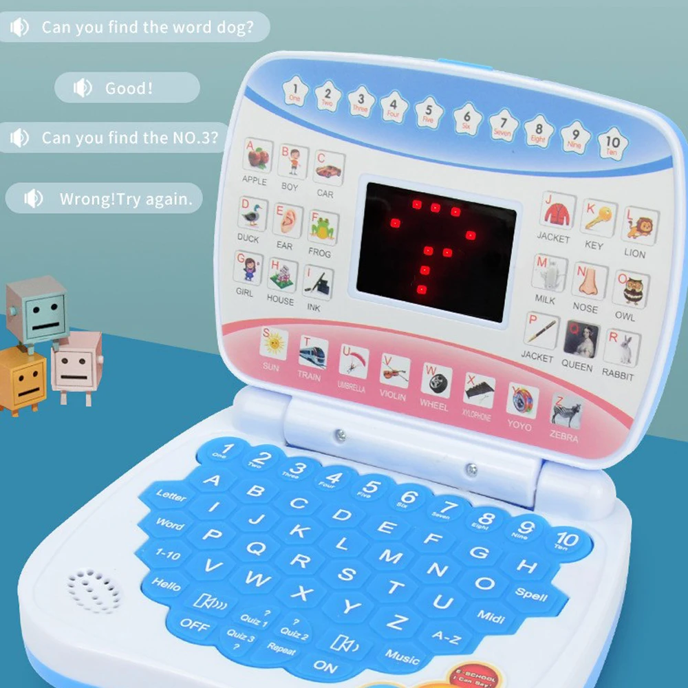 미니 LED 디스플레이 스크린 시뮬레이션 노트북 학습 컴퓨터, 조기 교육 학습 기계 장난감