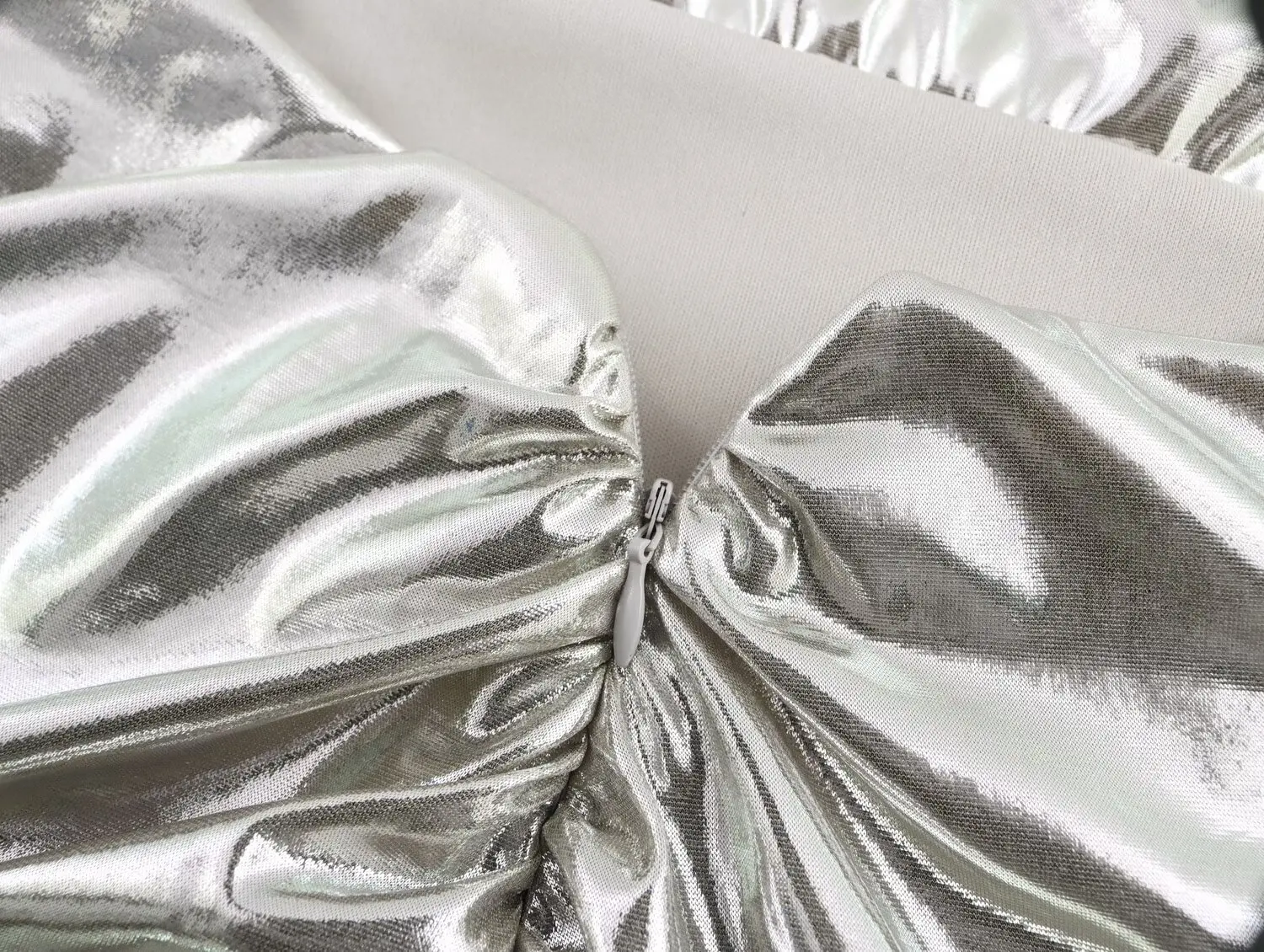 HH TRAF 2025 Women's Fashion Silvery Sexy Slim Fit Metal Foil Pleated Zipper Dress Female Elegant Sleeveless Backless Long Dress 5