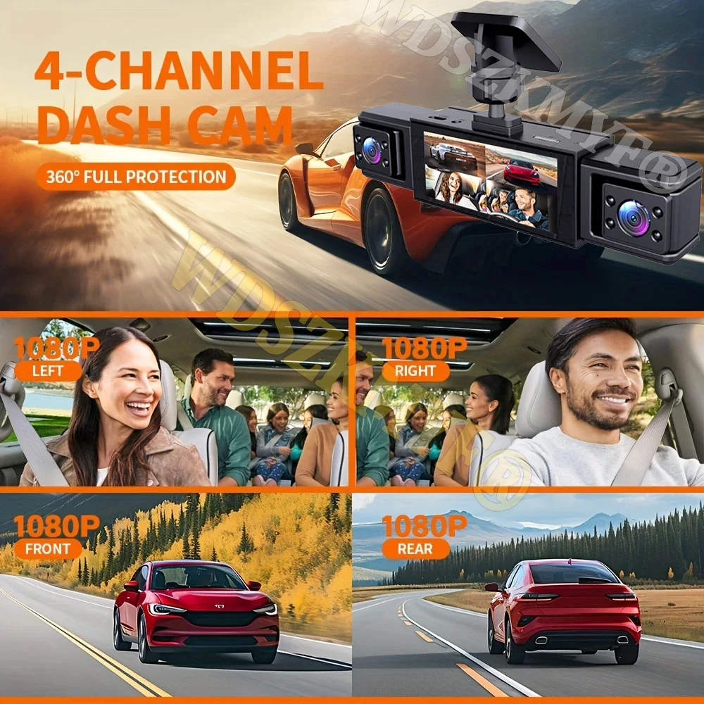 360° Car Camera 4Lens 1080P Dash Cam Car recording camera Car DVR Front Left right RearView Camera Black Box Car Accessories
