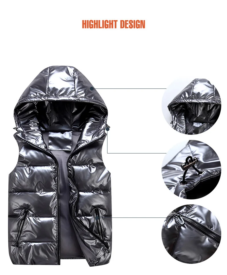 2023 koreanische Herbst Winter Glänzende Weste Für Jungen Wasserdichte Junior Junge Ärmellose Jacke 3-20 Jahre Kind Teenager Mädchen weste – Detail 6