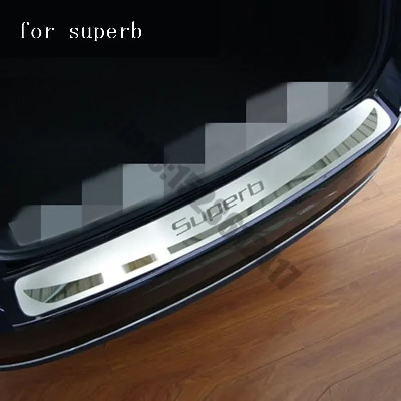 Car Accessories Car Bumper Guards Accessory For-Skoda superb Ultra-thin stainless steel car Rear Bumper Protector Sill Trunk Rear guard Tread Plate