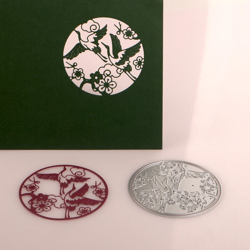 DUOFEN METAL CUTTING DIES Chinese Japanese Korea Happy New Year 2024 flying crane birds stencil DIY Scrapbook Paper Album 1