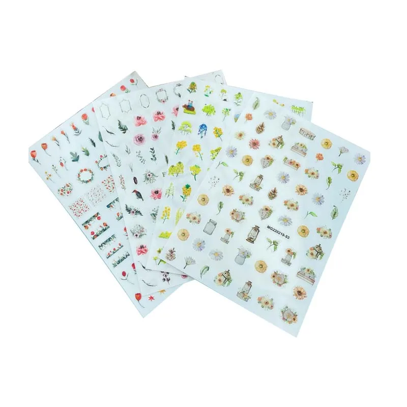 Стикеры для ногтей в японском стиле тонкие весенние цветы без следов волнистые