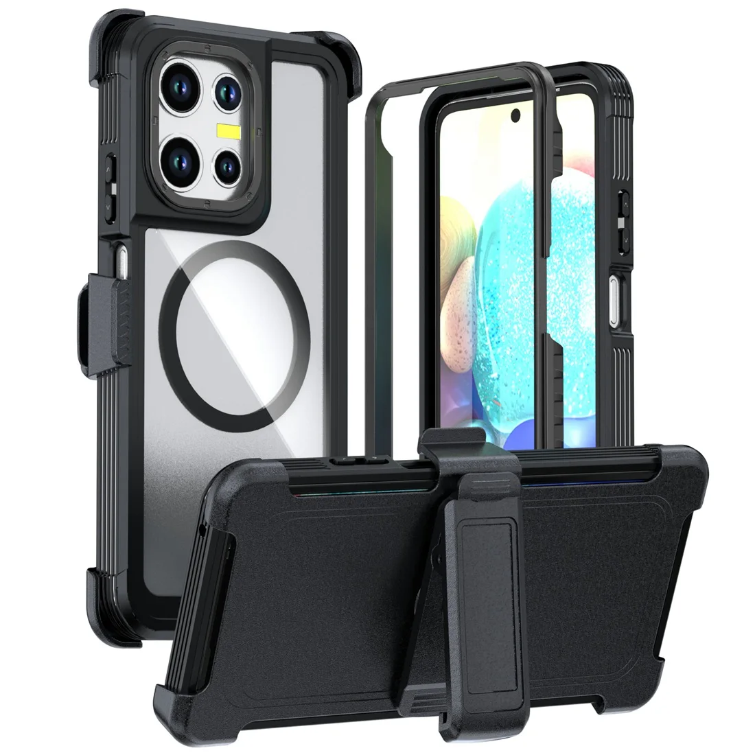 Belt Clip Phone Case with MagSafe-Compatible Clear Protection and Stand
