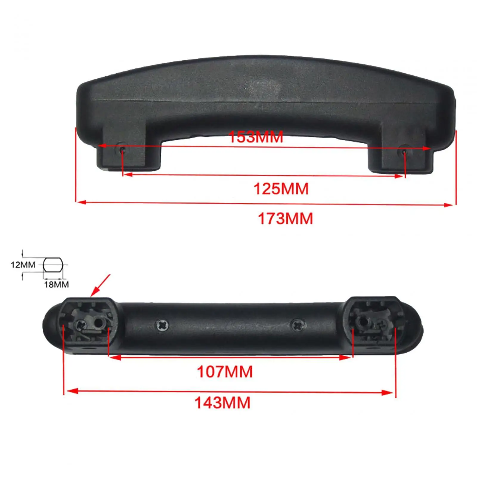 Maniglia Di Ricambio Per Valigia Mxfans – Cinghia Flessibile 15 Cm, Colore Nero – Accessorio Per Riparazione Bagagli, Manico Di Ricambio Con Viti - 3