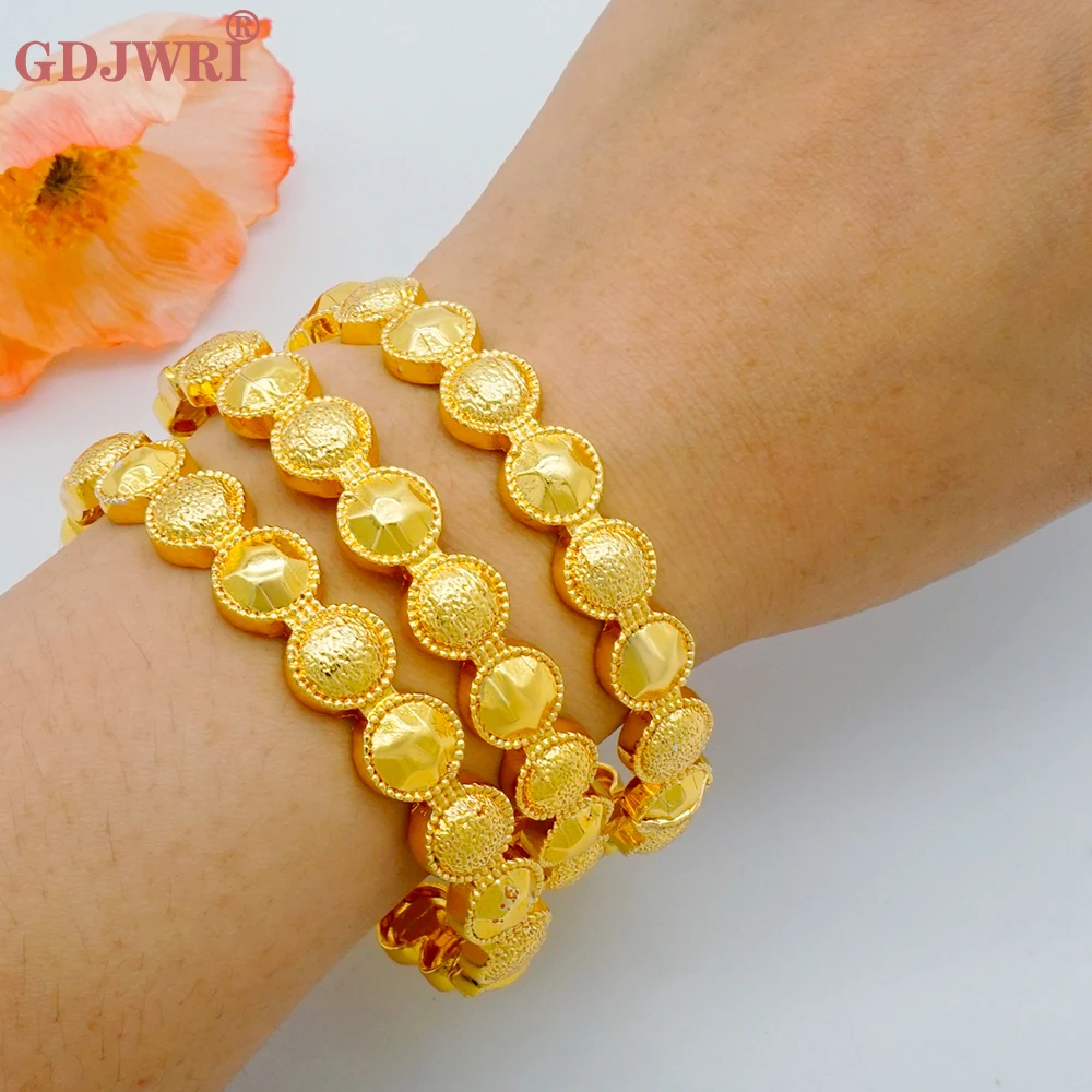 Dubai Gold Color Bangles For Women Indian African Bracelets Charm Wedding Ethiopian Arabic Hand Jewelry Party Gift