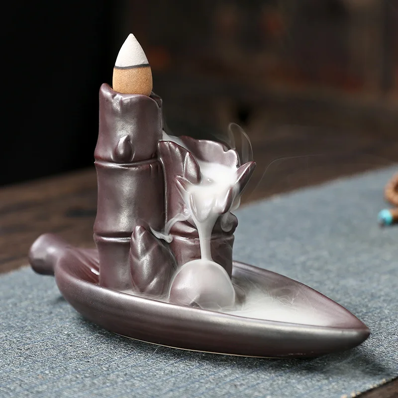 BambooJointPurpleclayHandicraftsWaterfallBackflowIncenseBurner