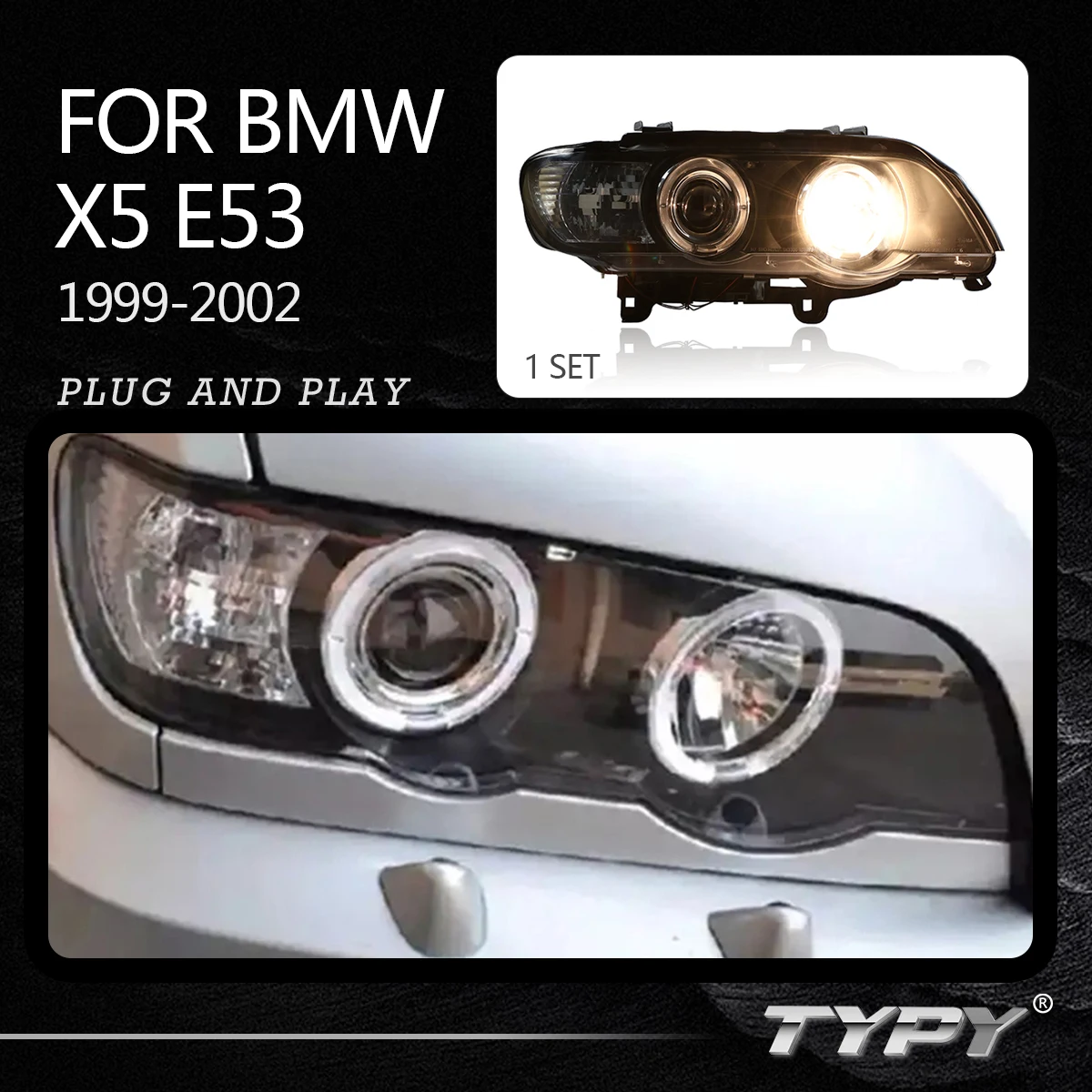 

Car Head Lamp Modified LED Headlights Head Light For BMW X5 E53 1999-2002