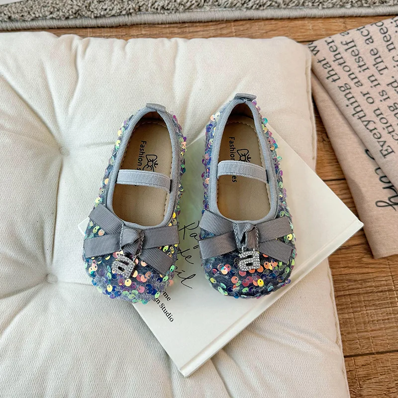 Girl Shoes Sequins Bow Ties Exude Pirncess Shoe Kid Shoe for Girls Baby Girl Shoe Leather Shoes for Girl Zapatos Niña Туфли 2024 3