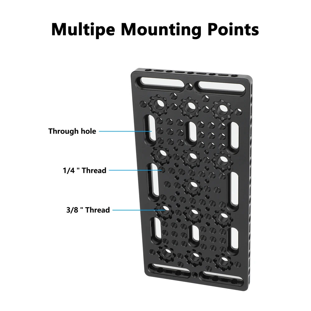 Multi-Purpose Mounting Cheese Plate with Anti-Twist Accessory Mounts For Rail bl