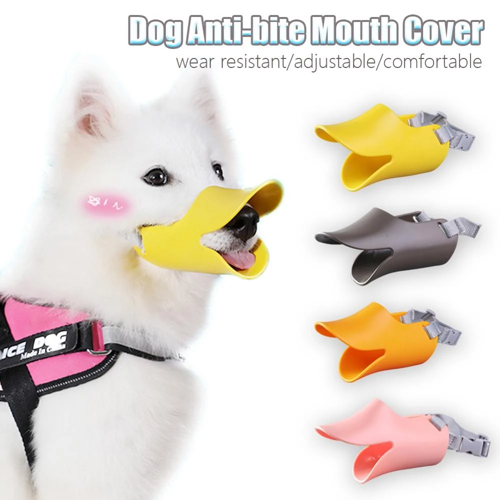 Adjustable Dogs Anti-bite Mouth Cover Muzzle Silicone Duck Mouth Mask For Dog Stop Barking Dog Pet Mouth Cover Pet Dog Supplies dog collars glow in the dark	