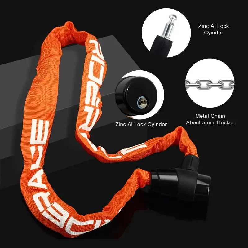 Motorcycle Chain Lock 95cm Portable Anti-theft With 2 Keys For Scooter Electric E-Bike MTB Mountain Bike