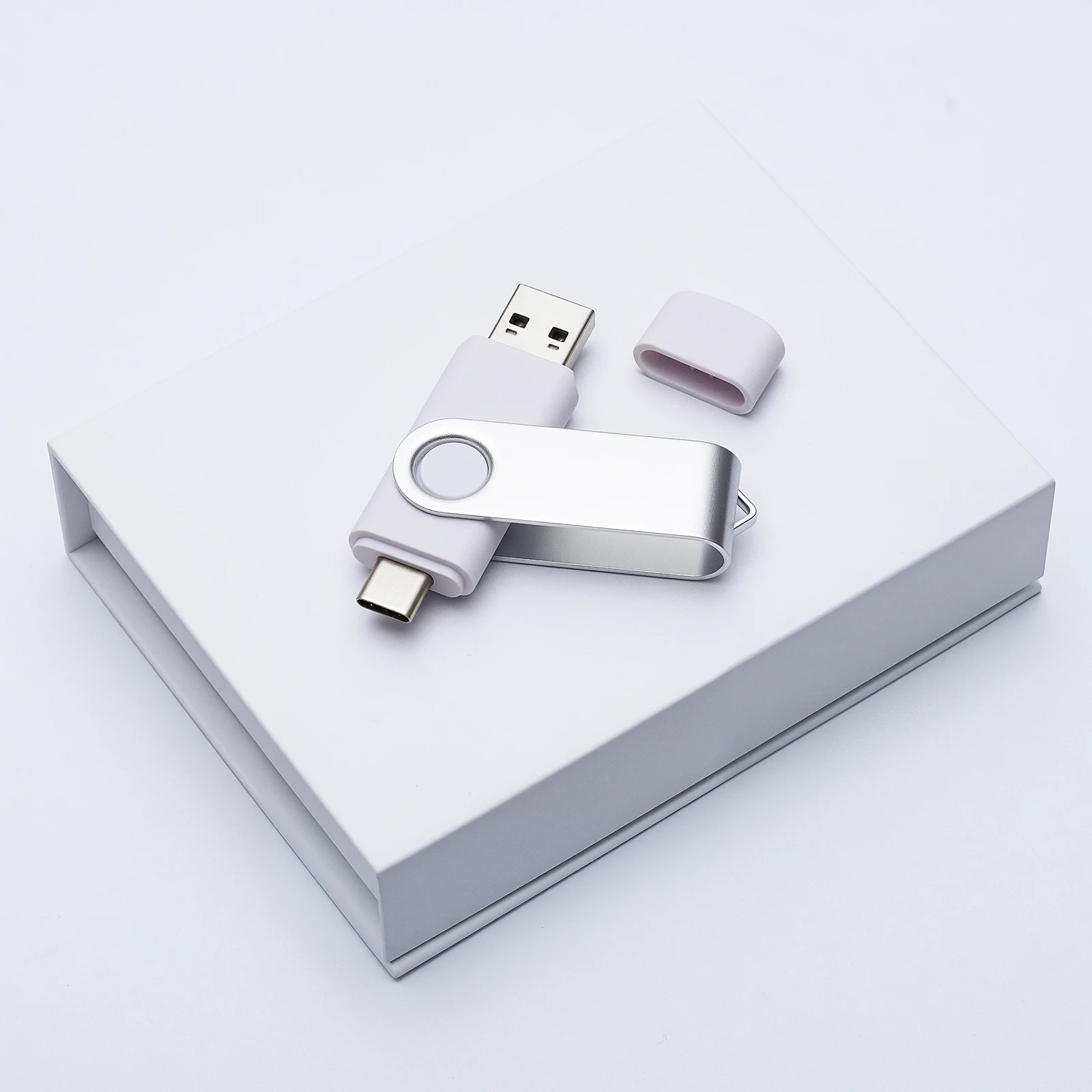 선물 상자 무료 맞춤 로고 USB 플래시 드라이브 128MB 256MB 1GB 2GB 타입-C 듀얼 사용 회전형 펜드라이브 128GB 64GB 32GB 사진작가용