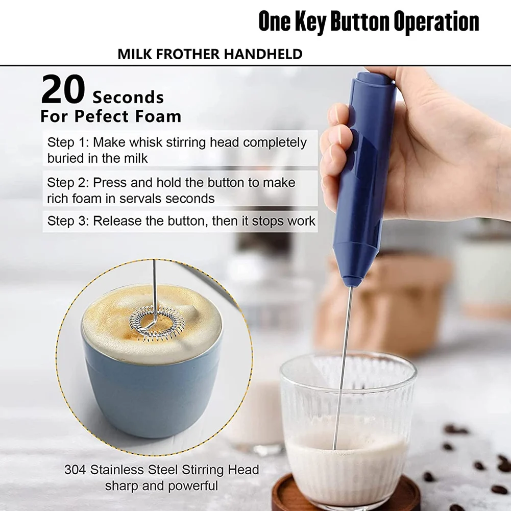 Electric Stirrer, Powerful Motor Coffee Whisk Battery Power Stainless Steel  For Milk For Paint For Beverage