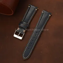 Vintage Genuine Leather Watchband Strap - High - Quality Cowhide with Quick Release Design, Unisex Watch Bracelet Accessories - 22mm (Blue)