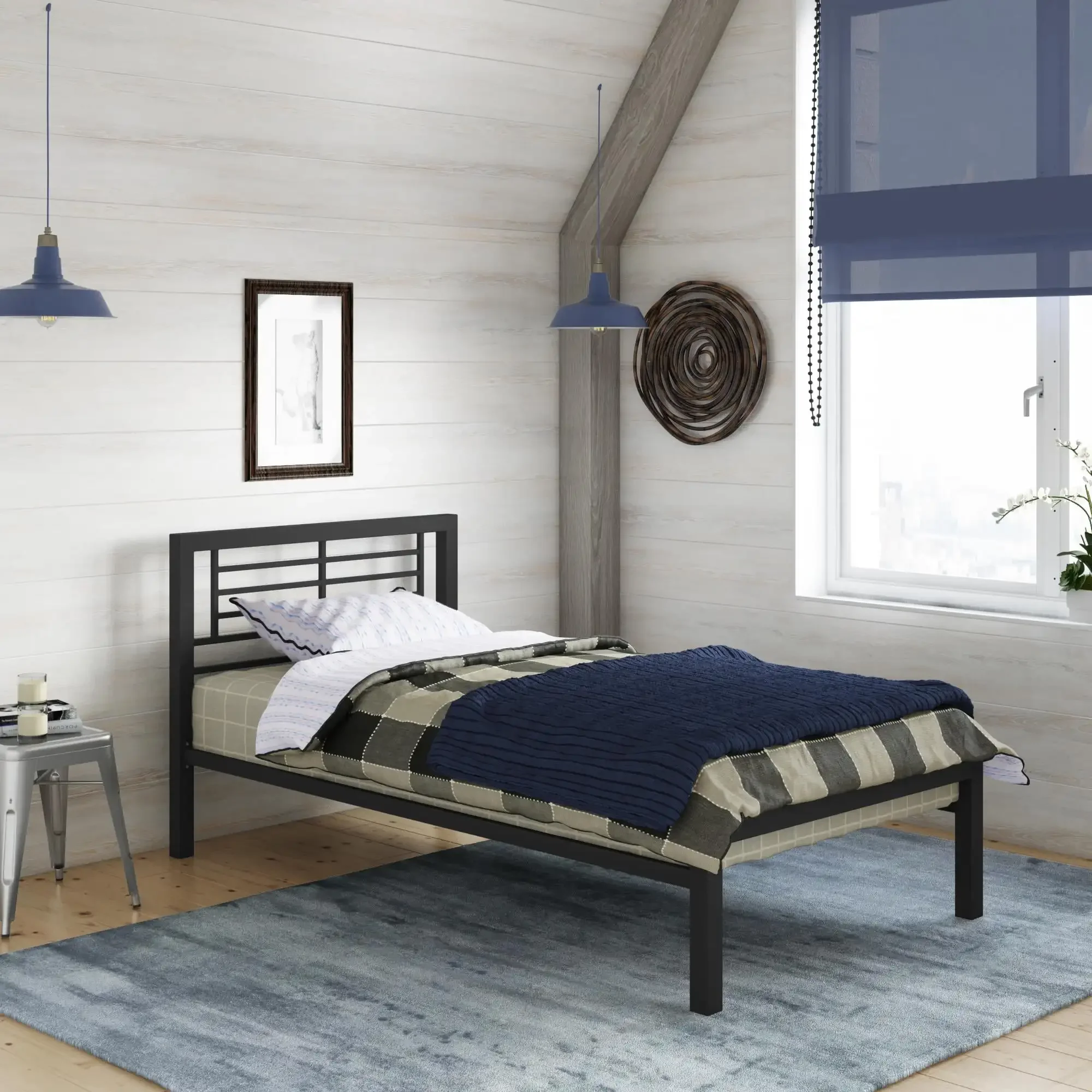 

Your Zone Twin Metal Bed, Black