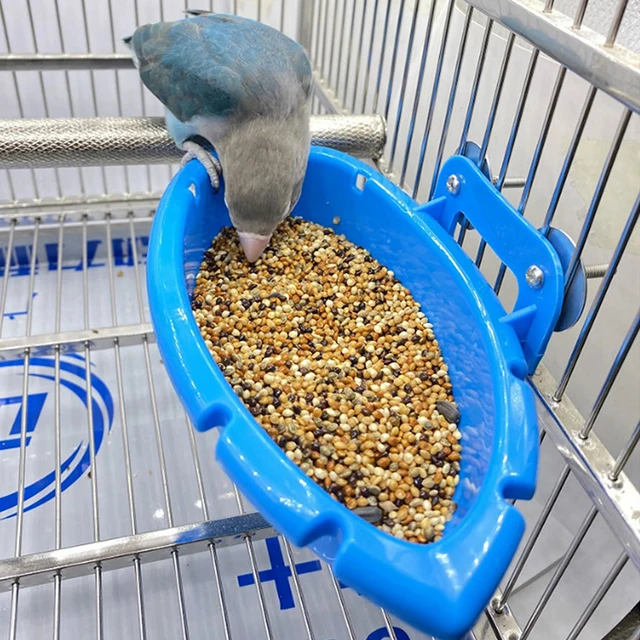 Parrot Food Tray Multifunction Creative Blue Bathtub Animal Cage Standing Wash Shower Box Bird Toys Pet Cleaning Products 5