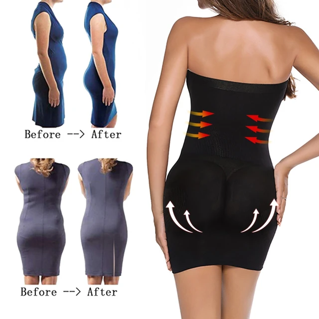 Women Shapewear Strapless Tube Slip Dress Mini Bodycon Dresses For