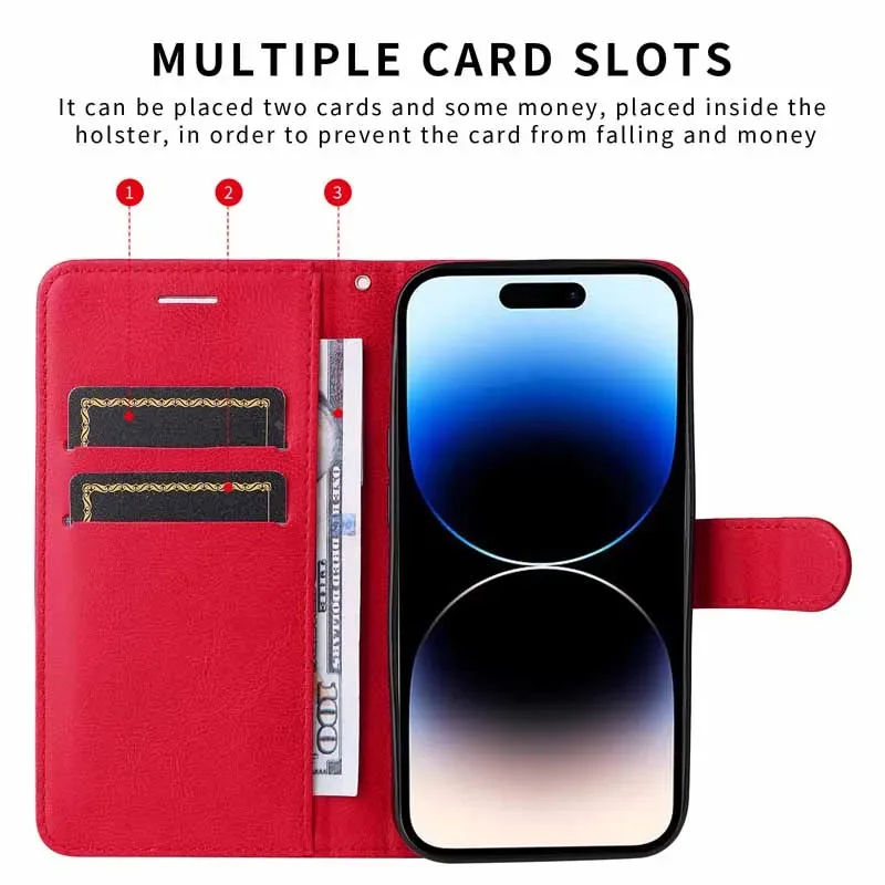 Magnetic Leather Flip Wallet Phone Case with Enhanced Protection