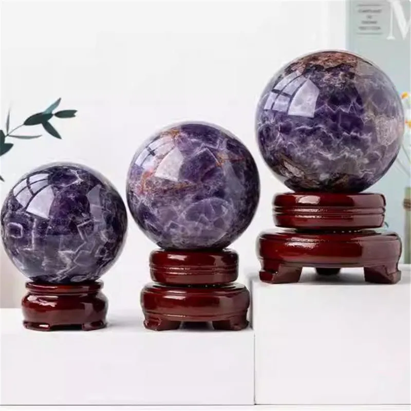5-8cm Natural Dream Amethyst Ball Polished Globe Massaging Ball Reiki Healing Stone Home Decoration 4
