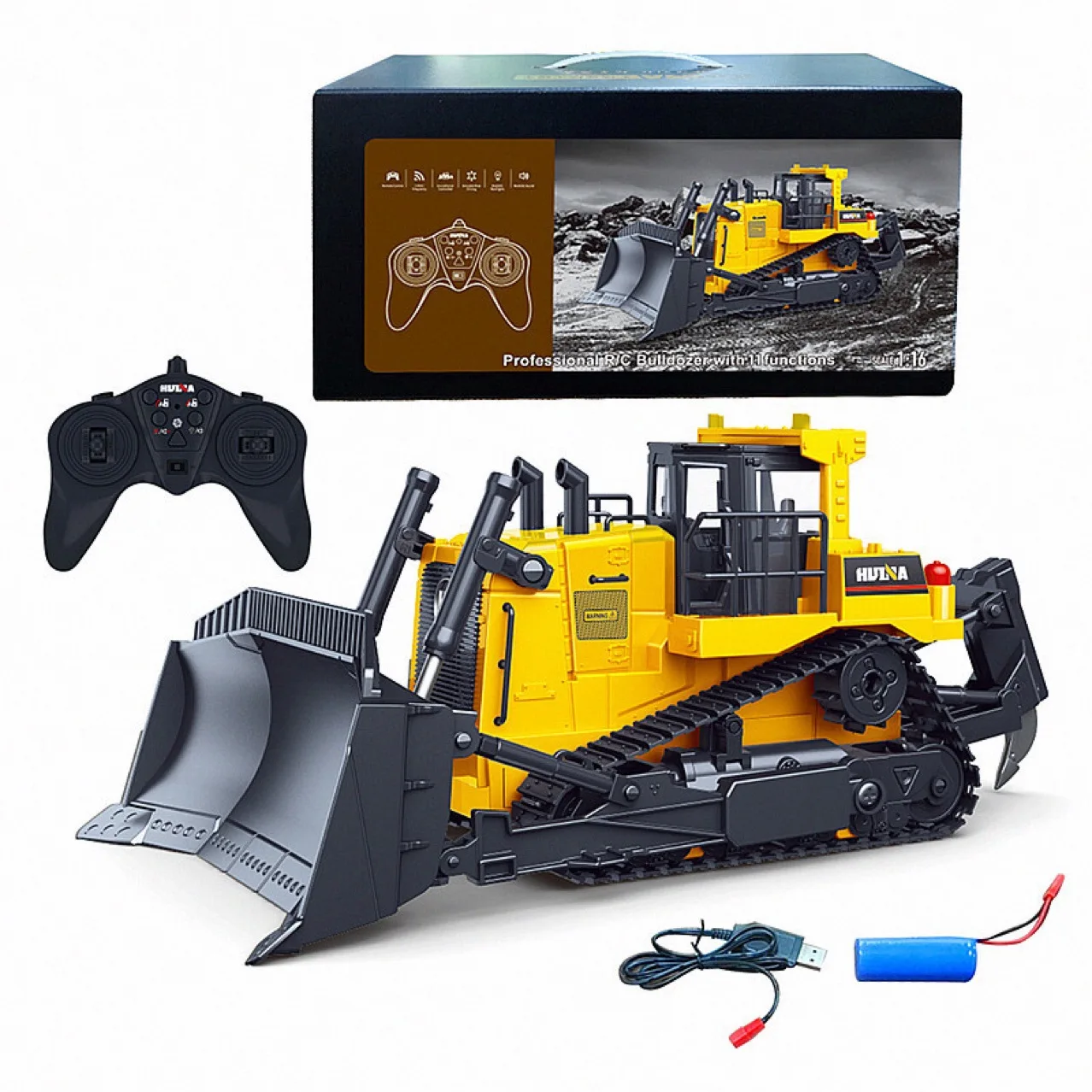 1:16 11 Channels Remote Control Bulldozer Huina 1554 Heavy Duty Bulldozer Kids R/c Engineering Car Christmas Gift rc cars rc construction toy