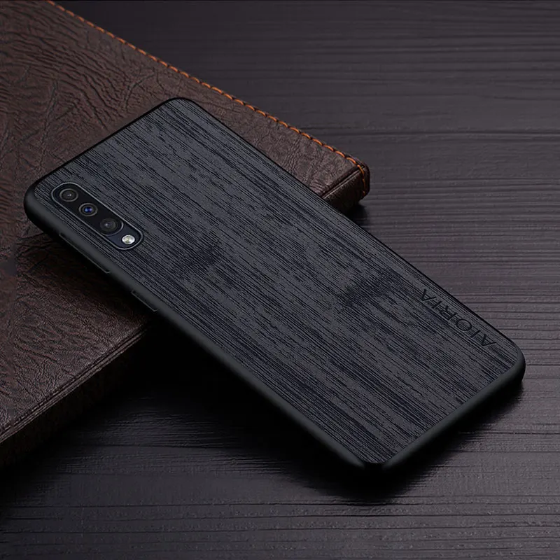 Case for Samsung Galaxy A50 A70 A50S A30S A40 A10 funda bamboo wood pattern Leather skin cover Luxury phone case coque capa samsung silicone case Cases For Samsung