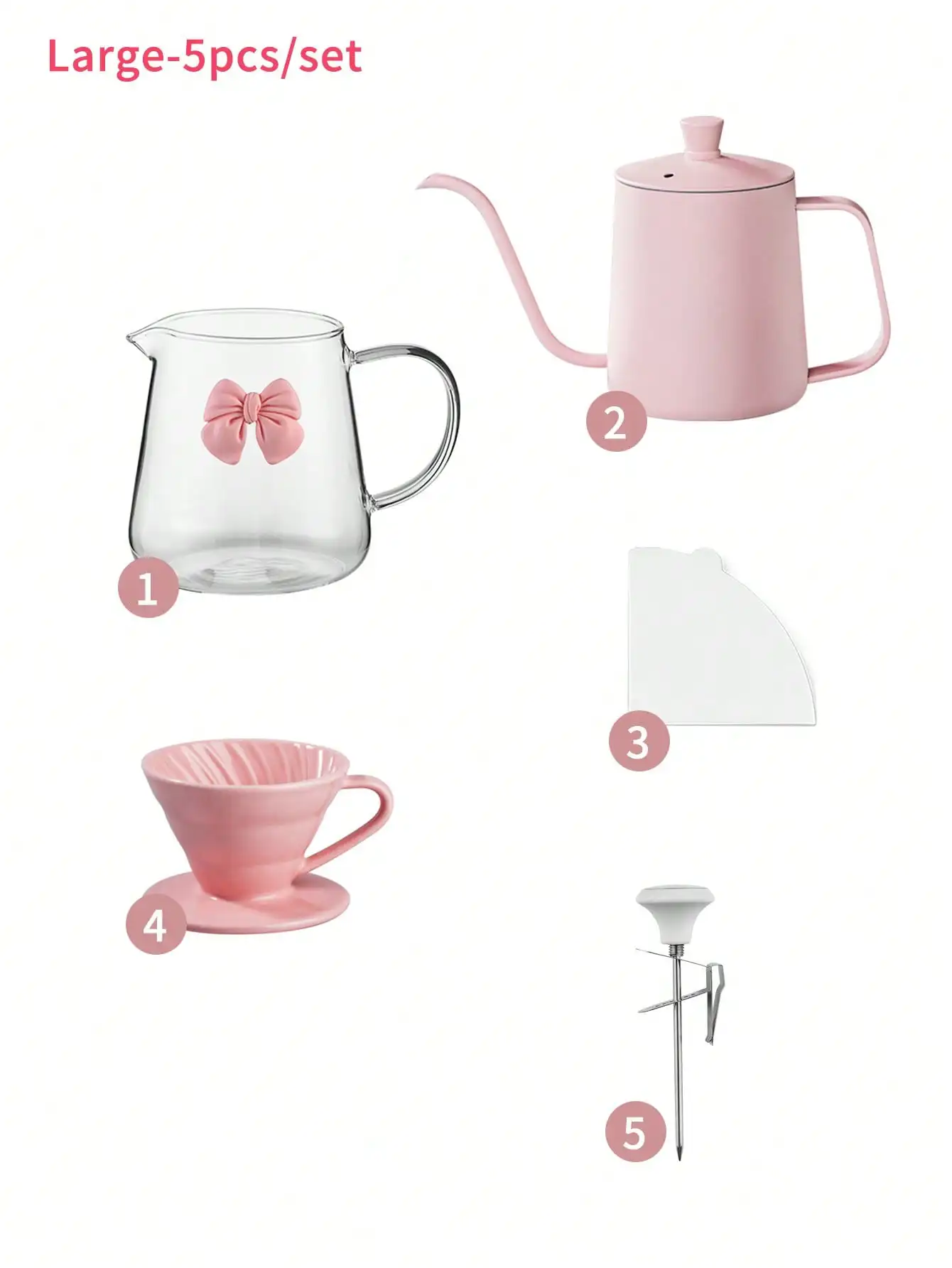 Pour Over Coffee Set with Hand Grinder & Double Wa...