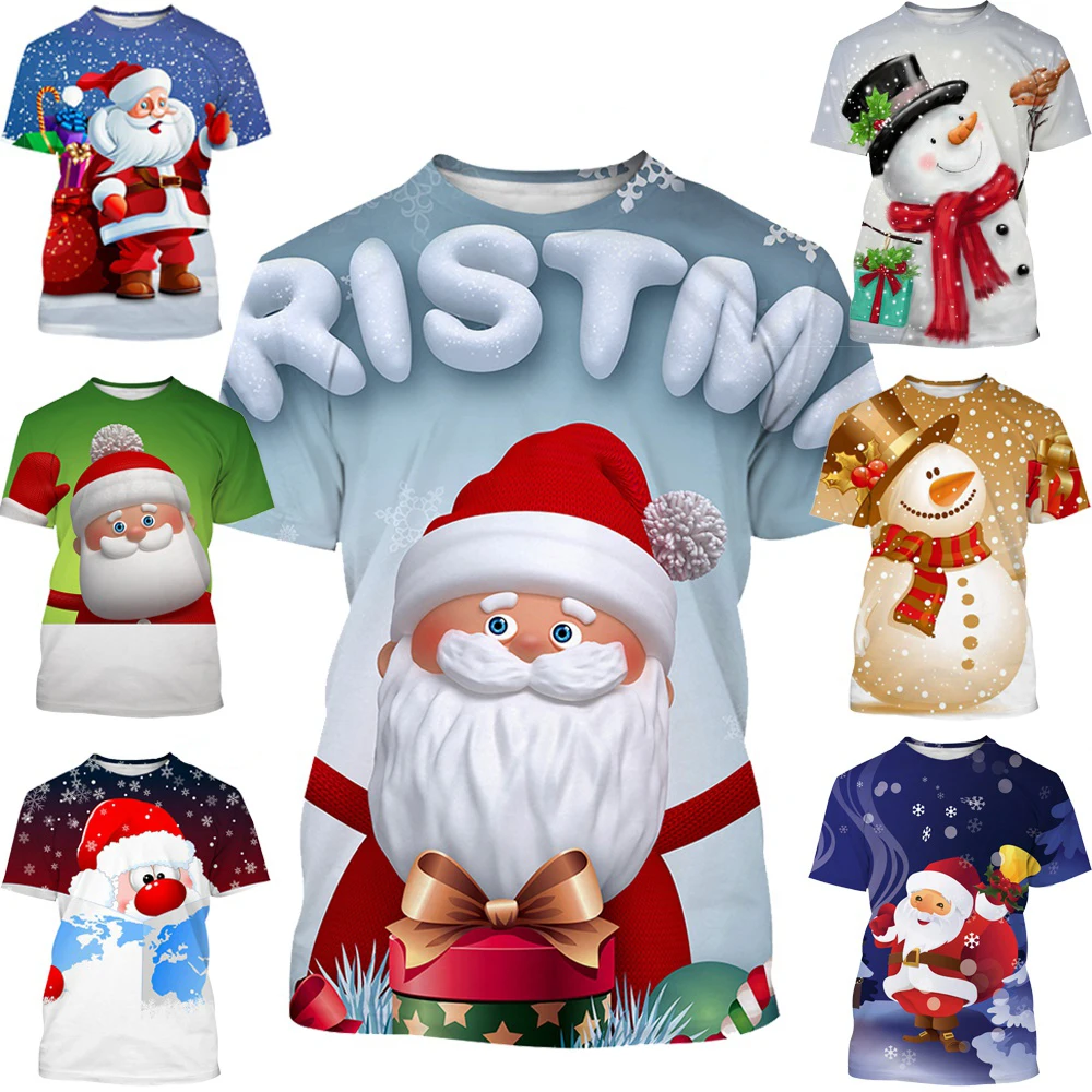 

New Men/Women/Kids Christmas T-shirt Santa Claus Short Sleeve 3D Printed Cool Christmas Eve T-shirt