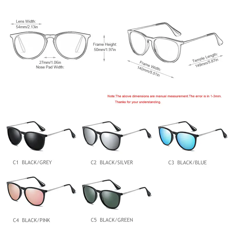 Classic Round Polarized Sunglasses Men Women Fashion Driving Sun Glasses Male Vintage Black Pink Shades Travelling Eyewear UV400 - Image 5