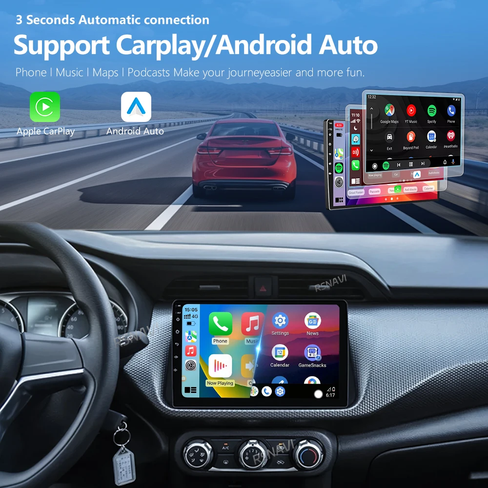Radio Multimedia para Auto con Pantalla 2K y Android 16 Carplay para Nissan Kicks Micra P15 2016-2020, DSP Autoradio Estéreo 2Din 2