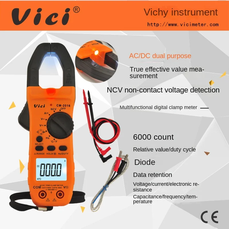 Portable Digital Clamp Meter ViCi Multimeter AC/DC Volt Current Voltage Ohm NCV Temperature Tester Resistance Ammeter CM-2016