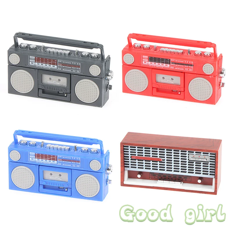 Charming Vintage Miniature Dollhouse Radio and Tape-Recorder Decoration Accessory