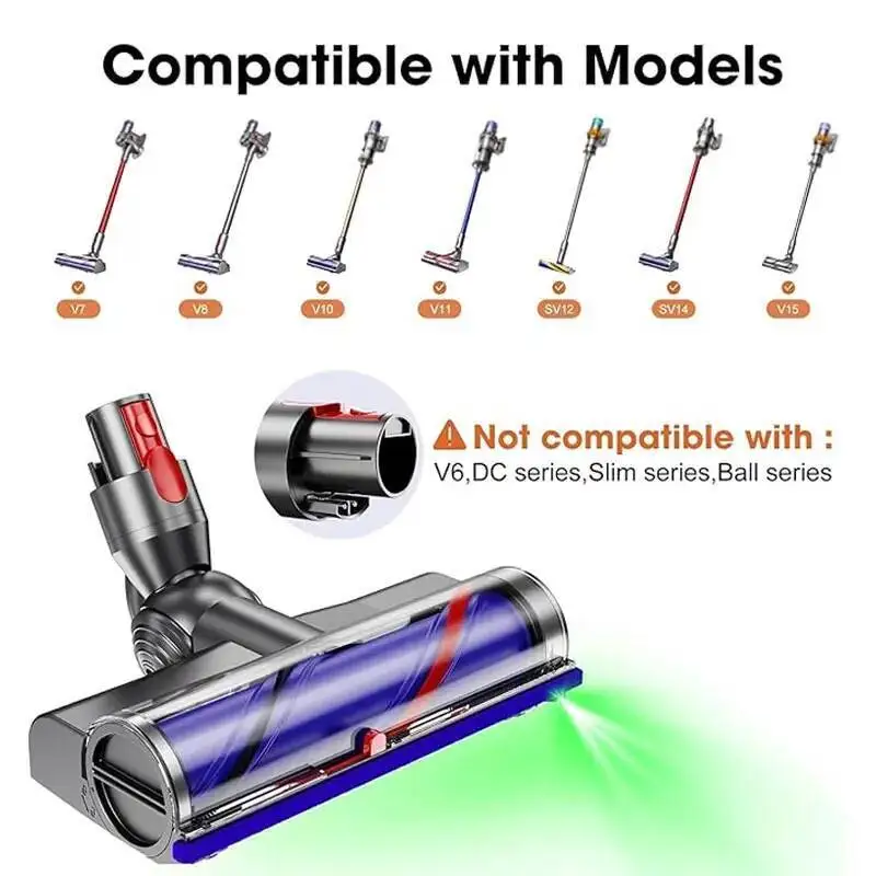 Direct Brush Head for Dyson V8 V10 V11 V15 V7 Vacuum Cleaner Hardwood Floor Attachment Bristle Roller Brush Vacuum Cleaner Parts