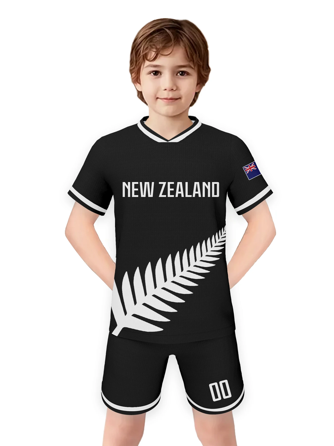customized kids new zealand soccer kit personalized football set with name & number, breathable national team training uniform Customized Kids New Zealand Soccer Kit Personalized Football Set with Name & Number, Breathable National Team Training Uniform 3