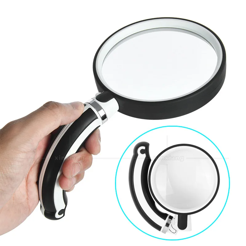 

2X 2.5X 3.5X Rubber Handle Folding Rotary Magnifier HD Reading for the elderly Collection Appraisal Magnifying Glass