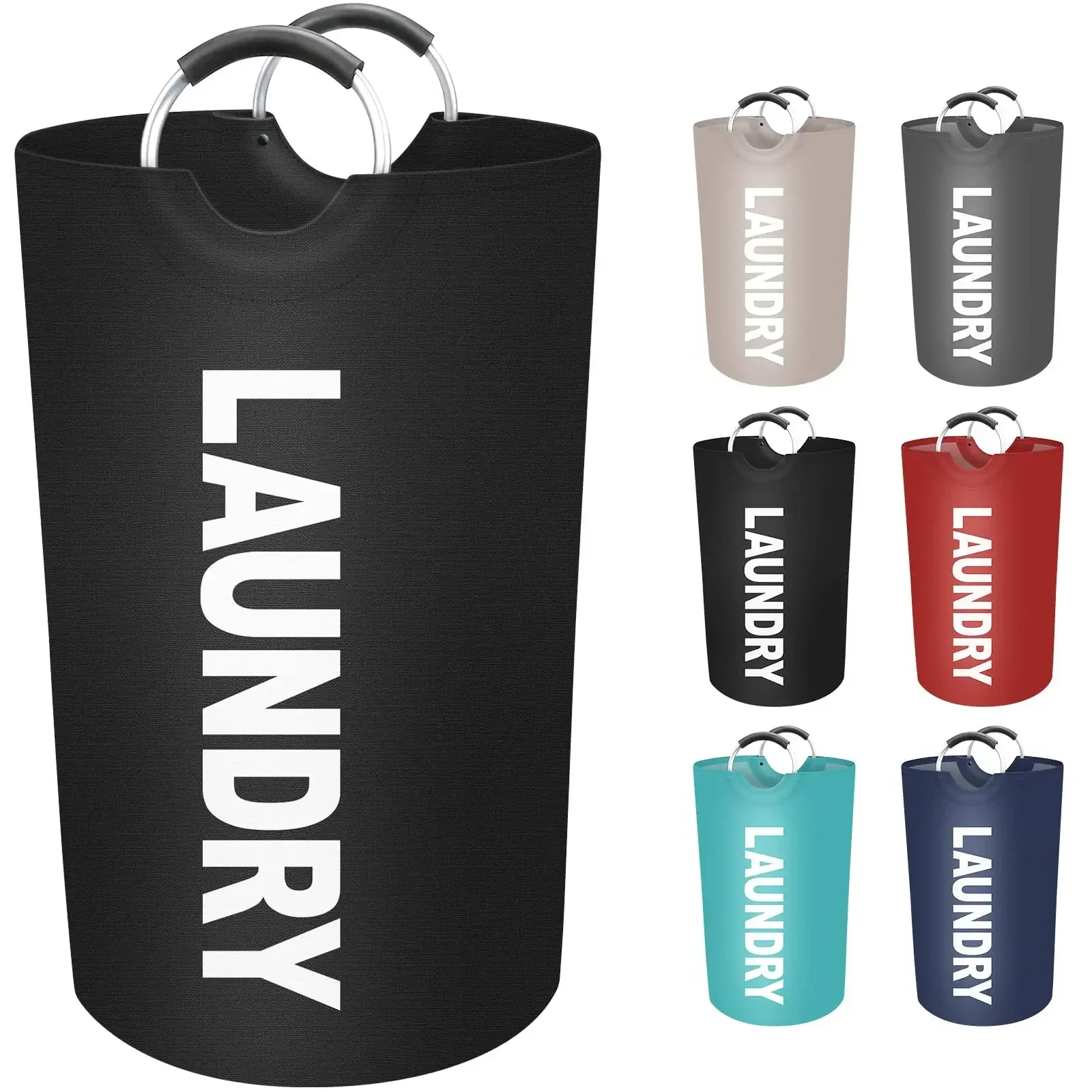 סל כביסה גדול בנפח 115 ליטר עם ידית נוחה, סל כביסה מתקפל לאחסון בגדים מלוכלכים