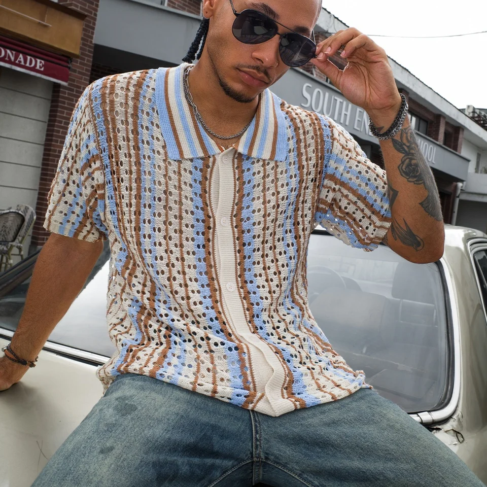 Men's Breathable Summer Short Sleeve Polo Cardigan