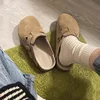 New Retro Fashion Women's Shoes Solid Color Soft Soled Slingback Shoes Round Toe Thick-Soled Suede Clogs Sandals Outdoor Beach 1